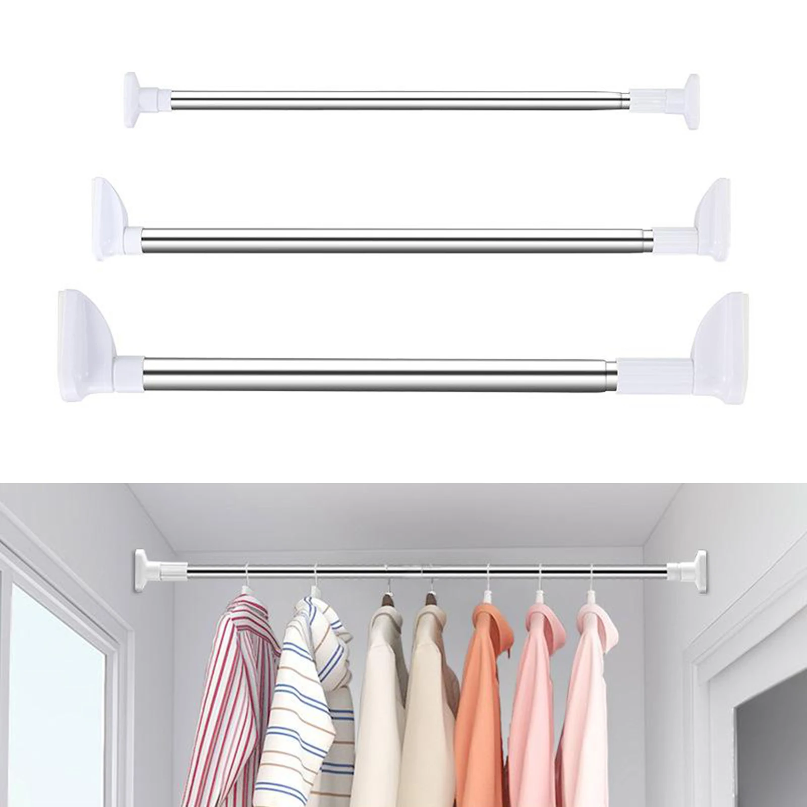 

Tension Curtain Rod Spring Load Adjustable Pole Heavy-Duty