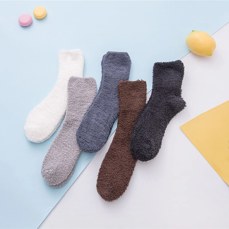 1 пара милые однотонные мягкие женские пушистые носки карамельных цветов