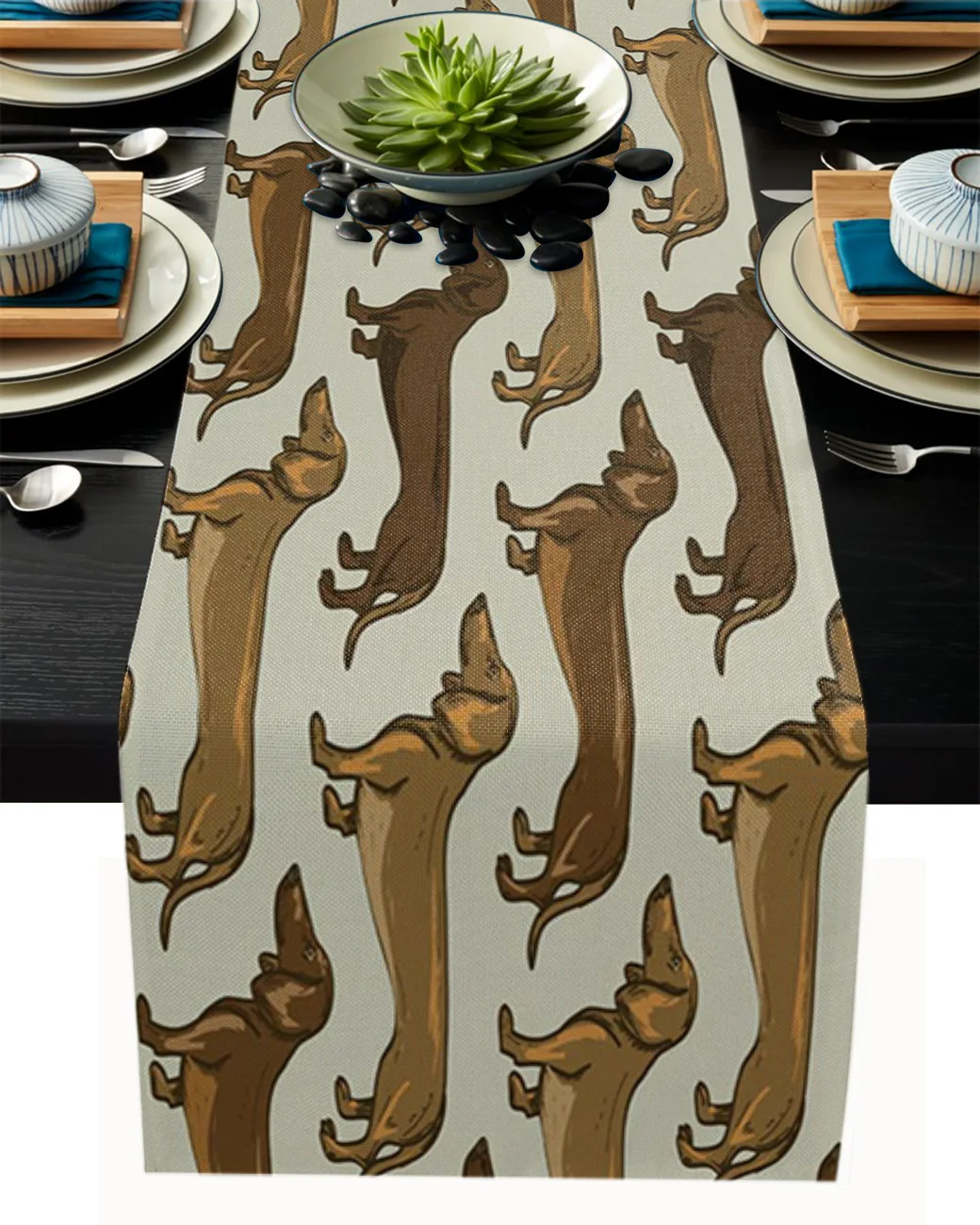 Такса собака милое животное Настольная дорожка Кухня Декоративная скатерть для