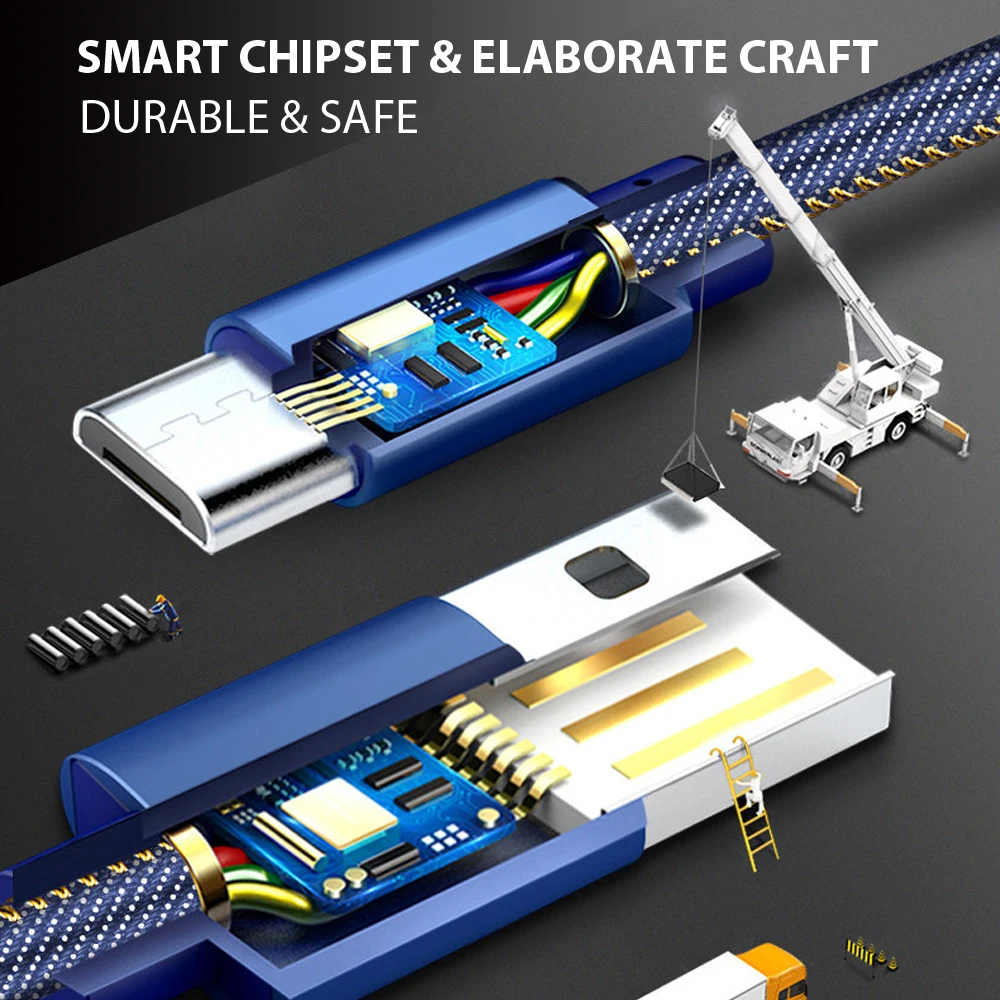 PUJIMAX джинсовый Плетеный Micro USB кабель 5V2. 4A Быстрая зарядка синхронизации данных