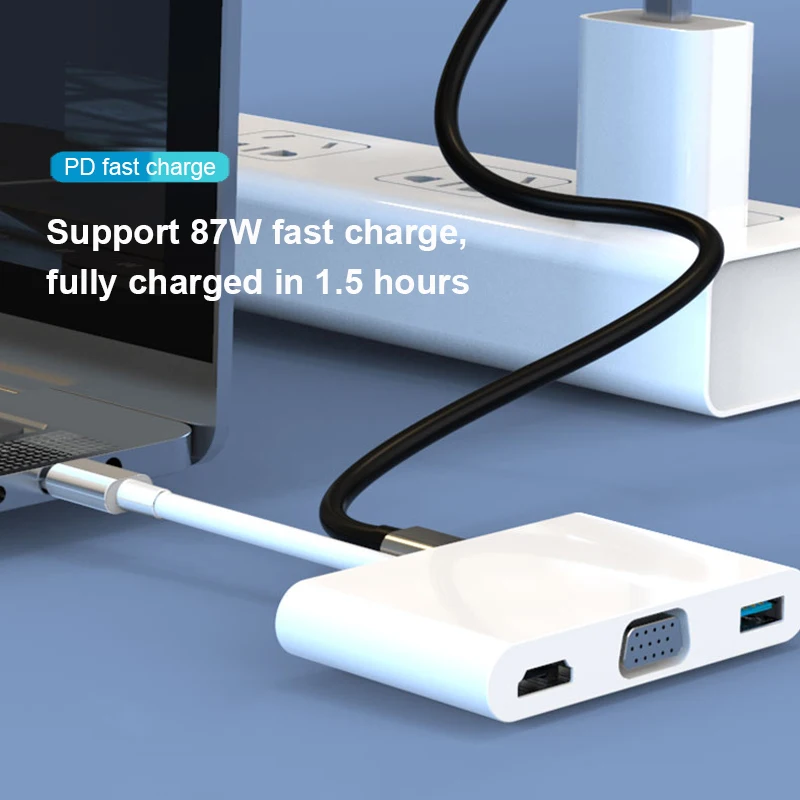 USB концентратор Basix Type C на HDMI 4K VGA для зарядки 3 0 адаптер SD TF MacBook pro Samsung S9 S10 Huawei P20