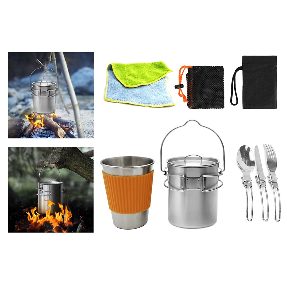 

Camping Travel Equipment Tableware Cookware Kit Pots Burner Gas Stove Accessories Kitchen Utensils Sets Picnic BBQ Supplies