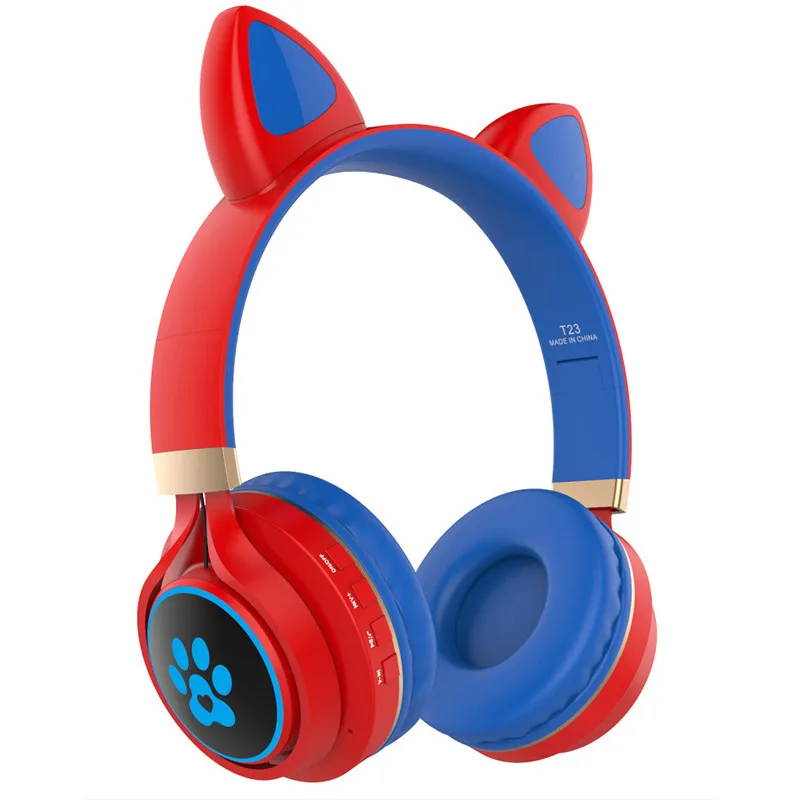 Беспроводные Bluetooth наушники с кошачьими ушками детская гарнитура подсветкой для
