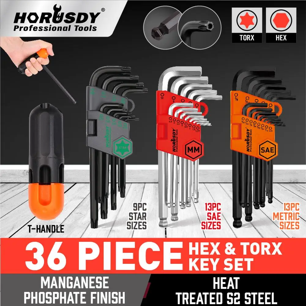 HORUSDY Allen Wrench Set, Hex Key Set Long Arm Ball End Hex...