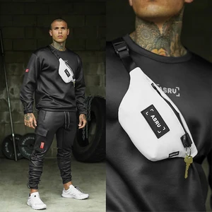 mens outdoor shoulder bag running phone pouch streetwear hip hop waist pack sports accessories gym training fitness chest bags free global shipping