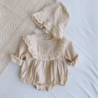 newborn hat 0 2 year old new born baby items lace dress 2021 autumn dress girls baby korean pure color clothes rompers