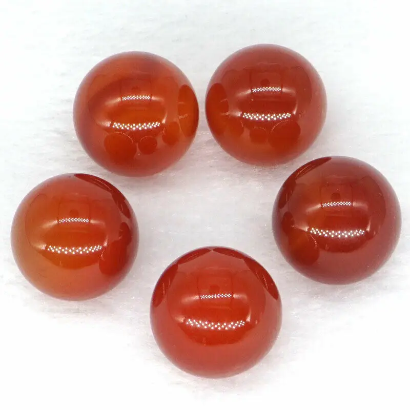 

5pc (20MM) Natural Carnelian Red Agate Crystal Reiki Healing Gemstone Ball Polished Quartz Home Decor Collection Bead Crafts