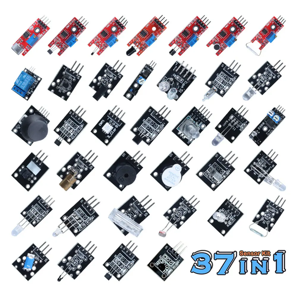 

2021 DIY Electronics Starter Kit Sensors 37 In 1 Sensor Kit Module For Arduinos