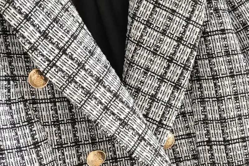 Bella philosophy Women New Double Breasted Blazers Jackets Vintage Zipper Female Tweed Sets Street Wear Suits Casual OL Bottoms