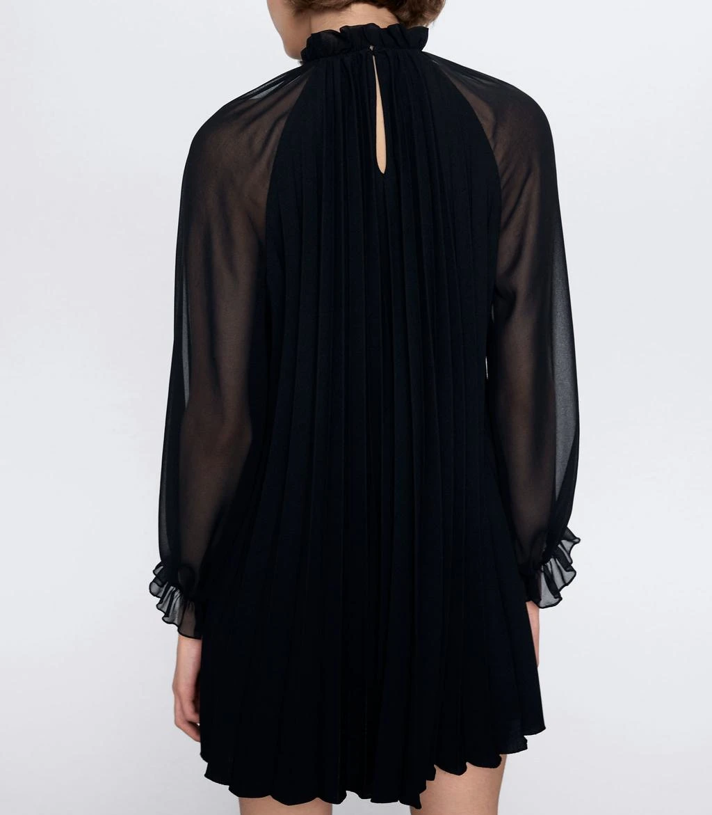 Весна 2020 новое Плиссированное черное шифоновое мини платье корейское с