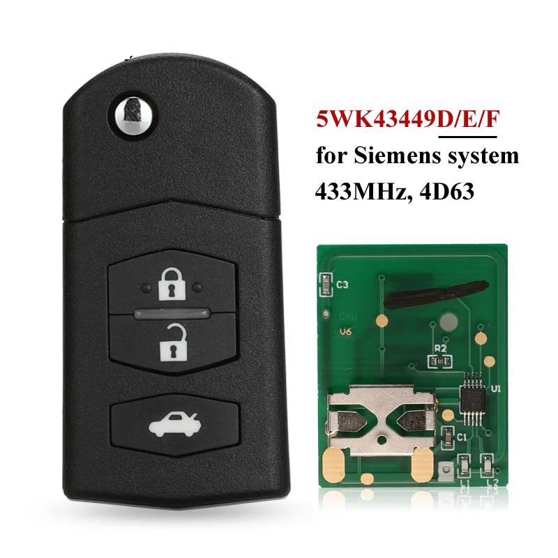 Автомобильный Брелок дистанционного управления с ключом jingyuqin 3BTN для Mazda 5WK43449D