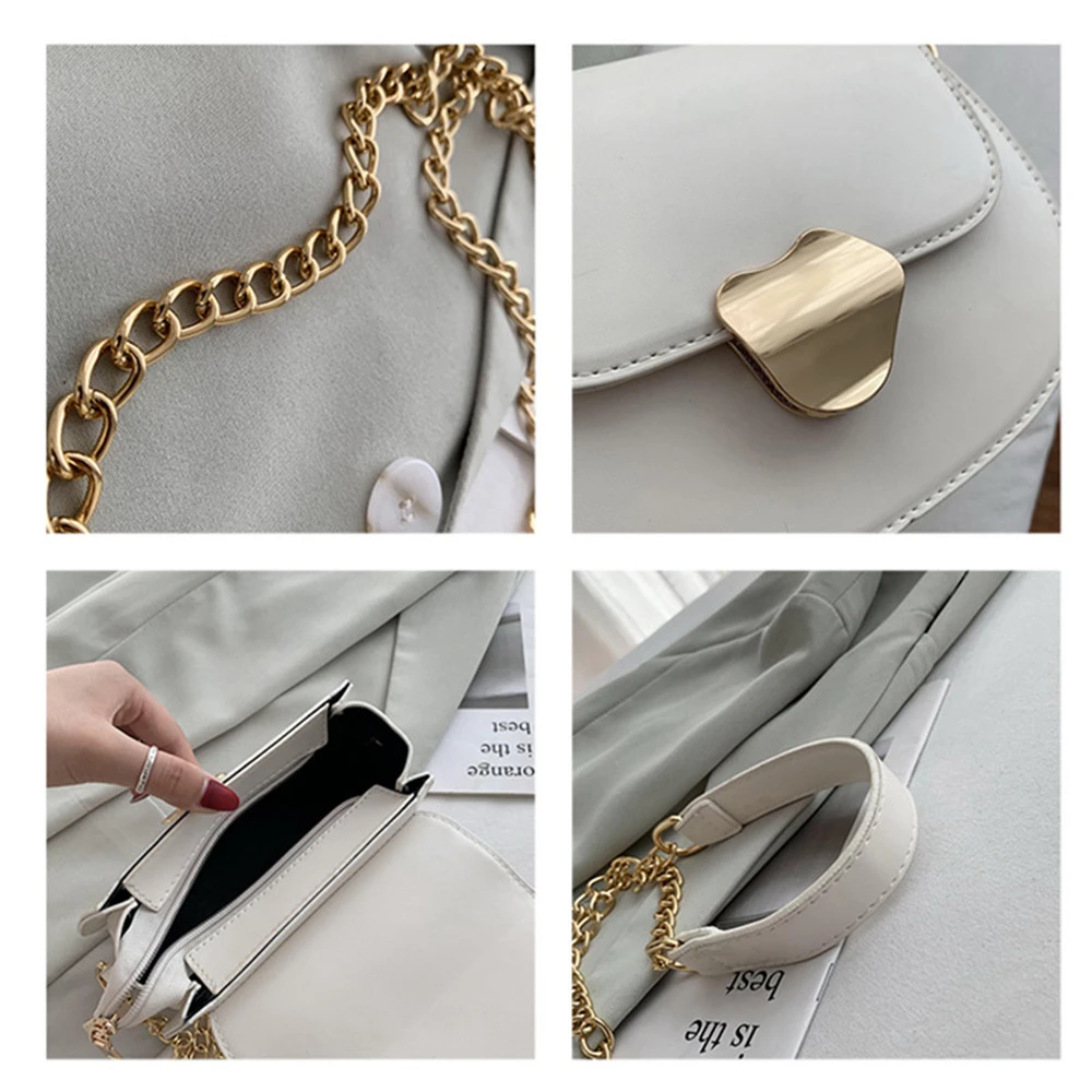 

Chains Woman Shoulder Bag PU Leather Flap Solid Crossbody Bag Versatile Purses And Luxury Handbags Women Designer Bolsa Feminina