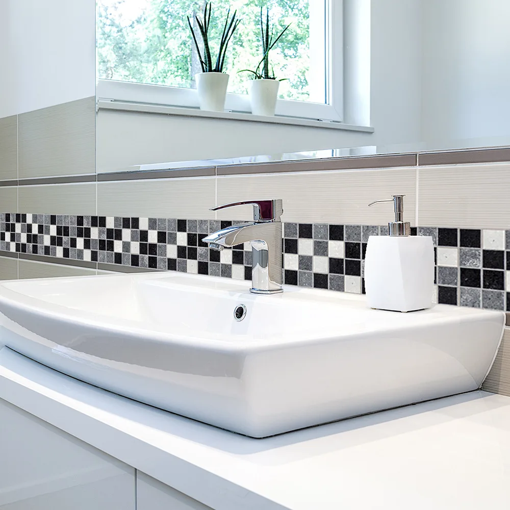 Настенная мозаика Funlife в европейском черно бело сером цвете самоклеящаяся