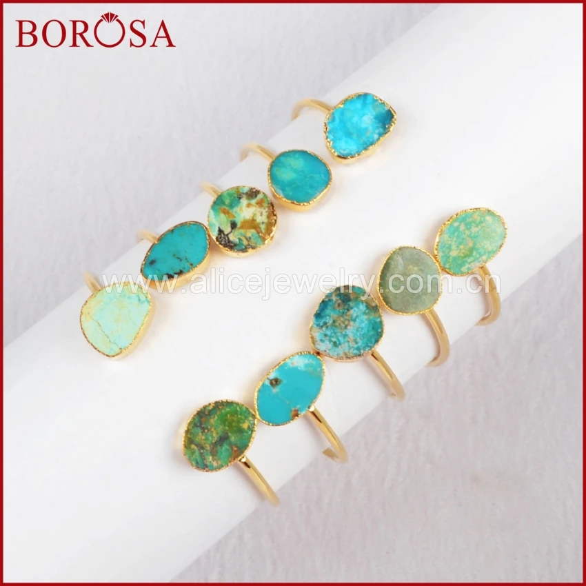 Золотистые гальванизированные бриллиантовые браслеты BOROSA 5 шт. свободная форма