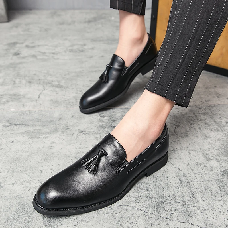 men Dress Shoes tassel Leather Luxury Fashion Groom Wedding Men slip on italian style big size 48 | Обувь