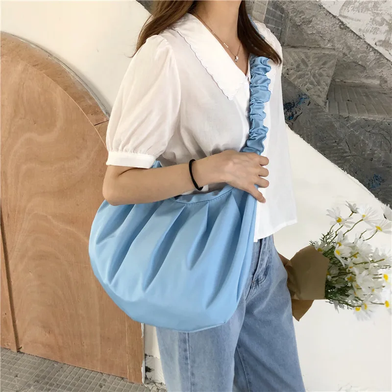 Однотонные нейлоновые сумки на плечо для женщин 2022 вместительные через летние