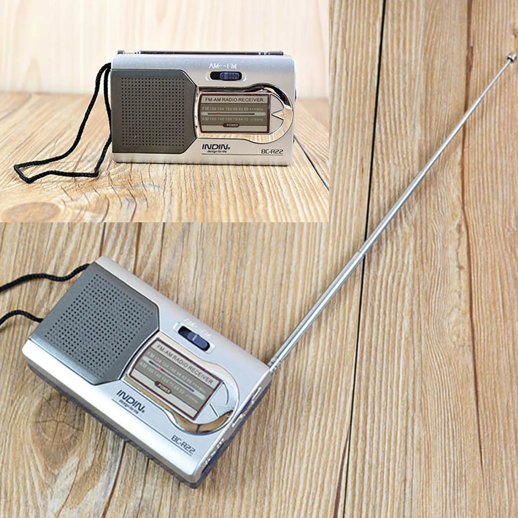 

Mini Portable Radio Handheld Dual Band AM FM Music Player Speaker with Telescopic Antenna Outdoor Radio Stereo