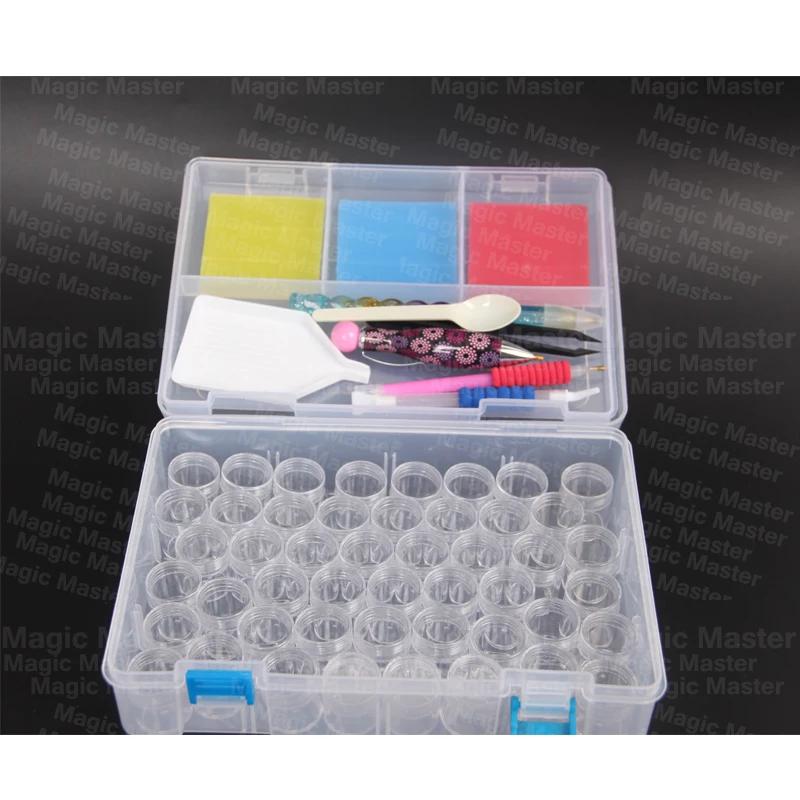 Новый большой контейнер с 48 отделениями для хранения материалов для алмазной живописи и рукоделия: клей для мозаики, ручка, глиняная плитка, наборы для вышивания крестиком.