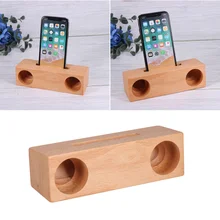 Vertical Wood Mobile Phone Holder Simple Vehicle-mounted Phone Amplifier Stand Portable Table Sound Louder