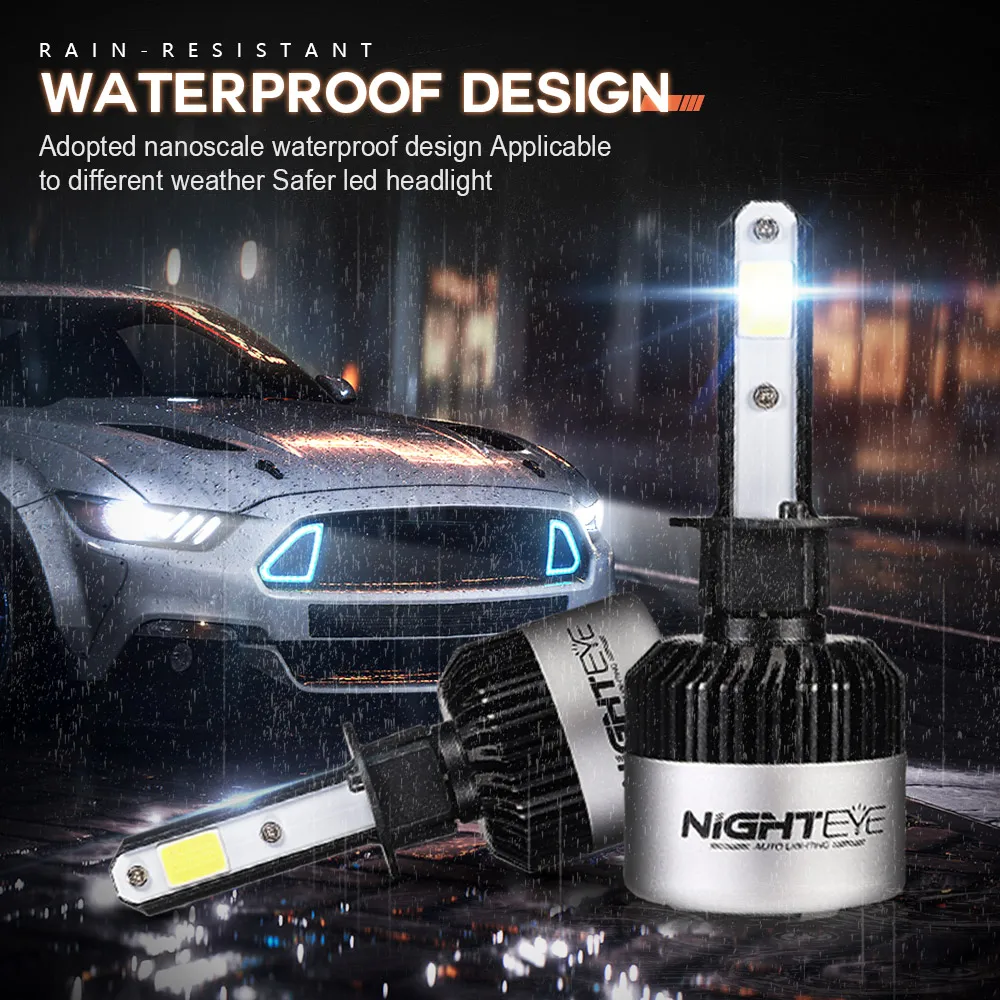 NIGHTEYE 12v 6500k светодиодный H4 H8 H11 H9 9005 HB4 HB3 9006 H7 фонарь для автомобиля авто фары