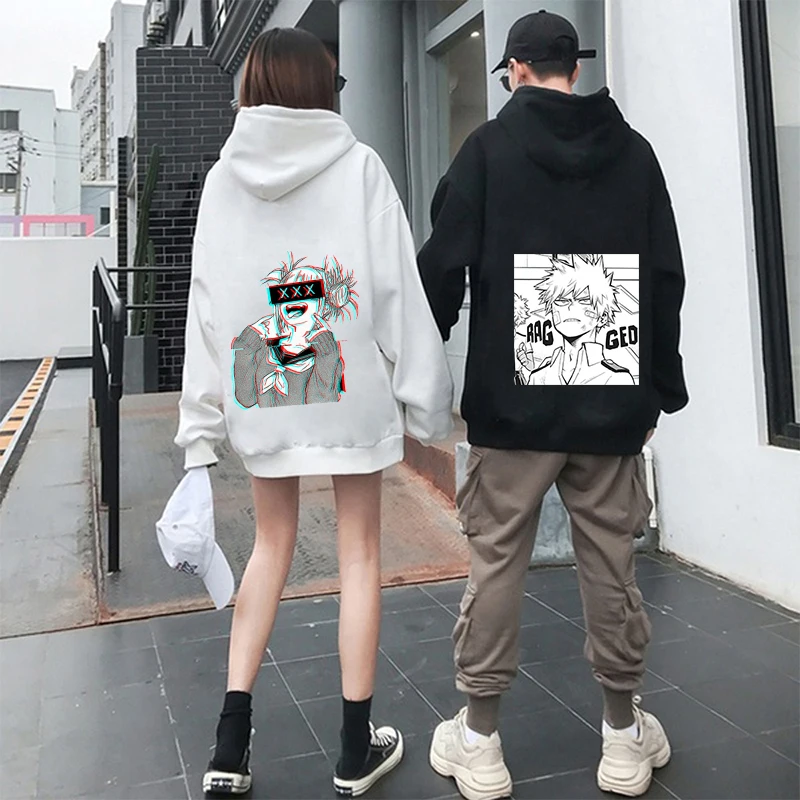

Anime My Hero Academia Toga Himiko Couple Hoodies Winter Japanese Style Long Sleeve Streetwear Bakugou Katsuki Print Sweatshirts