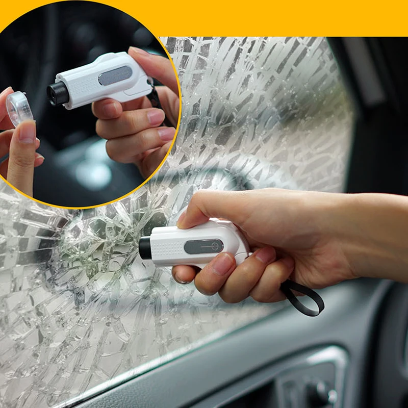 

New Design Portable Push-Type Safety Hammer ABS Shell/Tungsten Steel Needle Household Car Window Breaker With Ring Pull 2021 AA