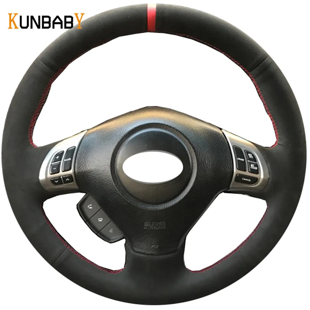 KUNBABY Suede DIY чехол рулевого колеса автомобиля Красный Маркер сверху для Subaru Forester