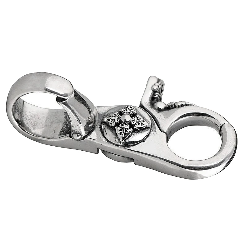

S925 Silver Retro DIY Handmade Silver Accessories Fashion Key Chain Zipper Buckle Hand Rope Buckle