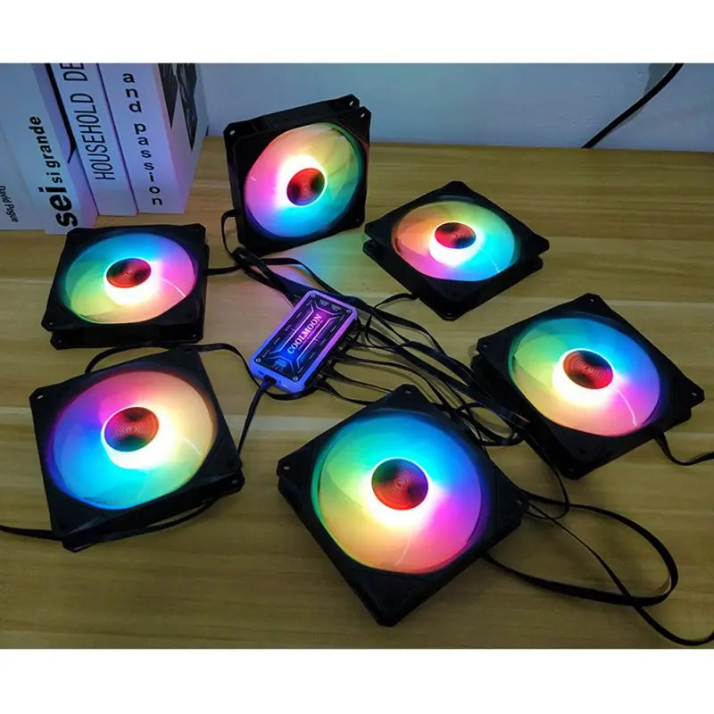 Новинка 2019 вентилятор RGB 12 см настольный бесшумный волшебный изменяющий цвет