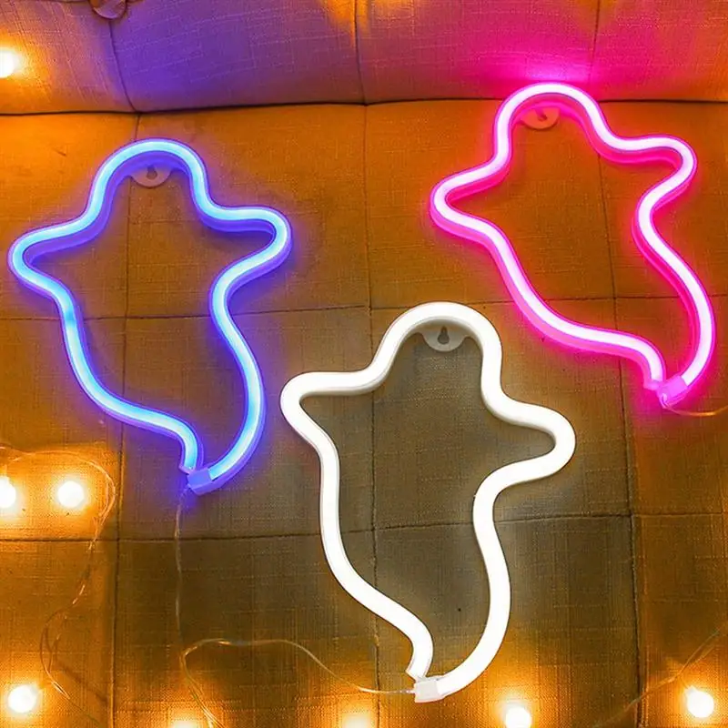 

Halloween Night Light Desktop LED Ghost Shaped Neon Light without Battery