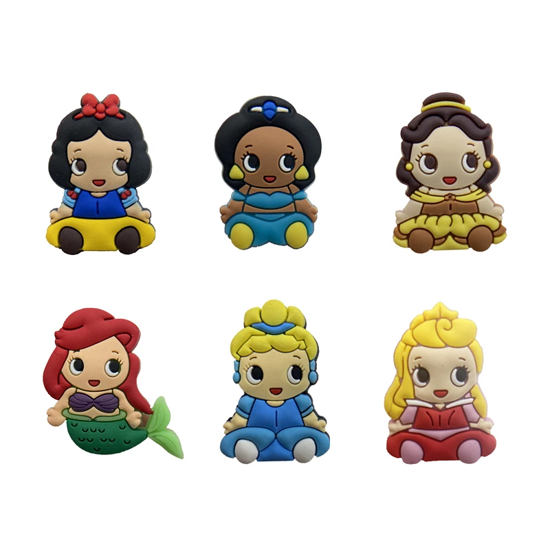 

6pcs Cute Princess shoe charms shoe accessories for wristbands croc jibz best gift for shoe decoration Kids gift