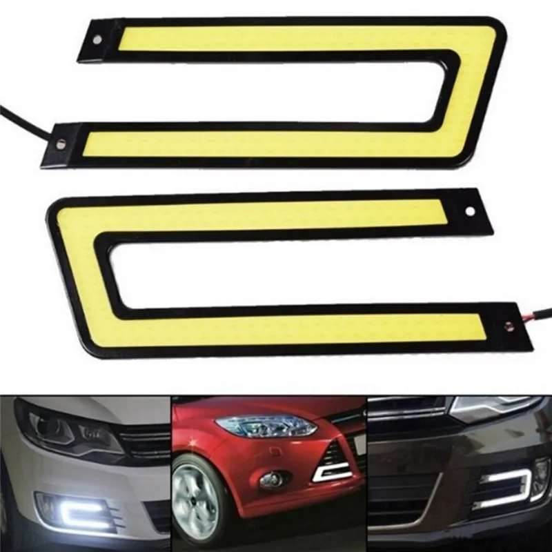 

2 шт., Автомобильные светодиодные лампы COB с поддержкой подключения по дневные ходовые огни светильник Водонепроницаемый туман U Форма Униве...