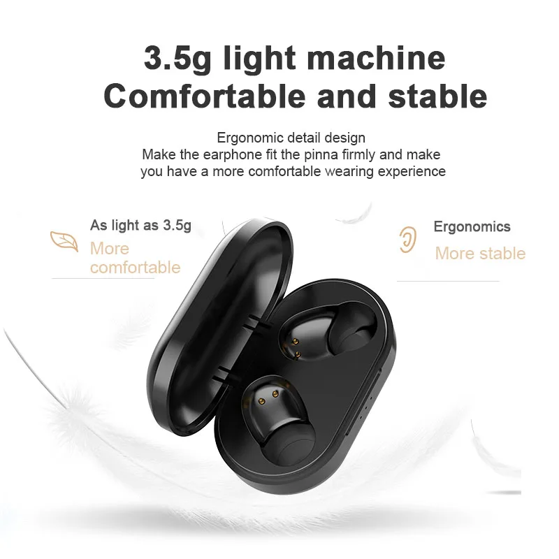 

TWS Wireless Earphone Bluetooth 5.0 HiFi Stereo Headset Handsfree mini Earbuds Built-in HD Mic Noise reduction