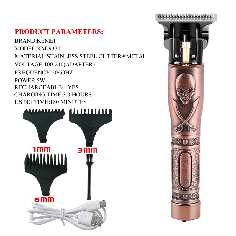 Электрическая машинка для стрижки волос Kemei Pro Li профессиональный триммер 0 мм