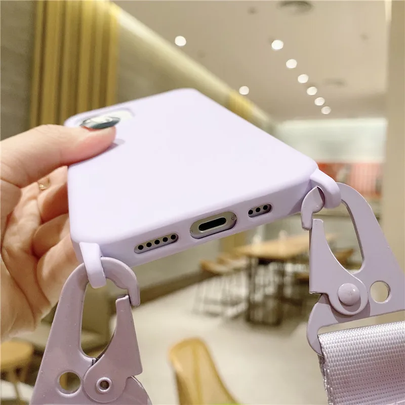 

Candy Color Necklace Lanyard Phone Case For iPhone 11Pro 12Pro Max XR X XS Max X 7 8 Plus Soft Strap Liquid Silicone Back Cover