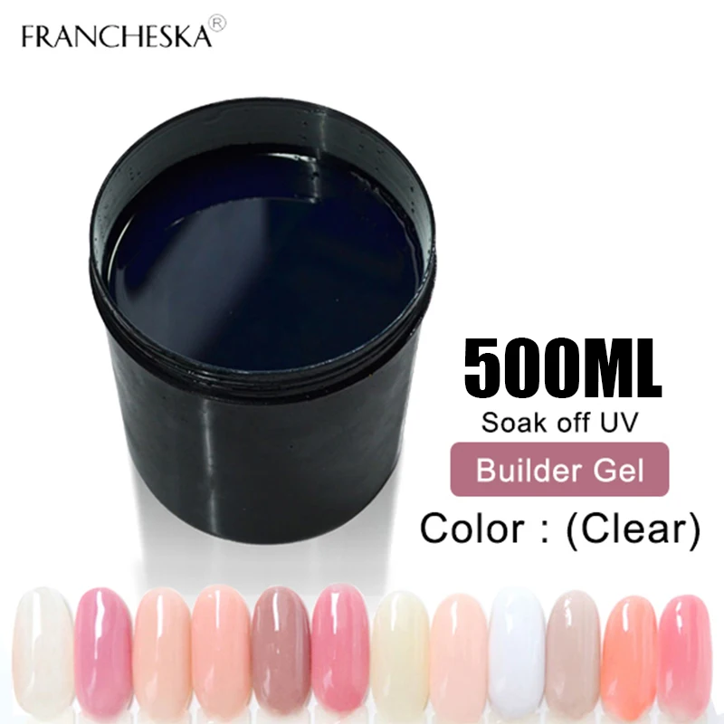 500ml builder clear 500 мл Заводская основа для ногтей, грунтовка для ногтей, гель, без необходимости, лампа, быстрая сушка, анастомоз, без кислоты, грунтовка для ногтей, верхнее Базовое покрытие, строительный гель для полировки - Цвет: 500ml builder clear