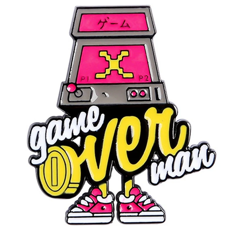 Эмалированная заколка Game Over Man в стиле ретро мультяшная аркадная консоль Видео