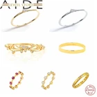 Aide 925 пробы серебряные кольца с украшениями в виде кристаллов Свадебные Кольца для влюбленных пар в Корейском стиле Ins перстни 2021 трендовые украшения