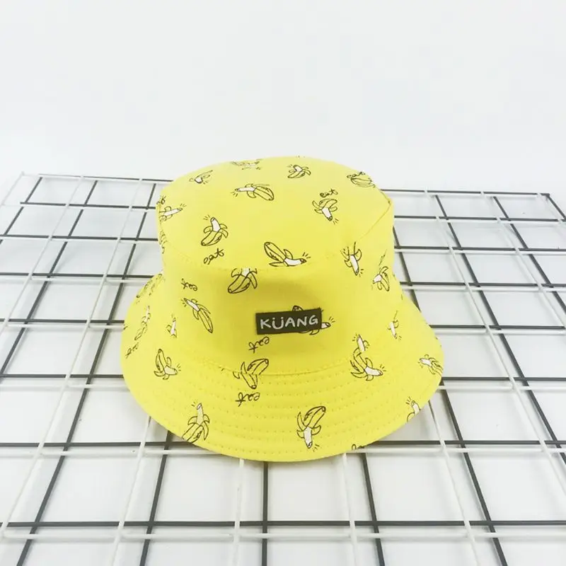 

Unisex Couple Summer Harajuku Panama Bucket Hat Banana French Fries Print Wide Brim Sun Visor Hip-Hop Reversible Fisherman Cap