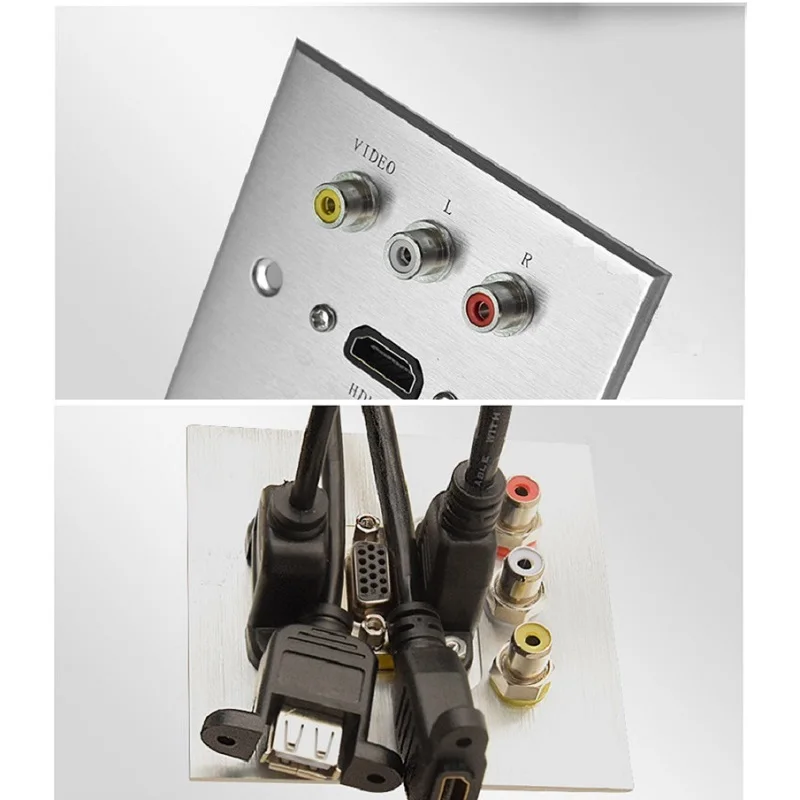 Алюминий Панель стены мультимедийный разъем совместимому с HDMI VGA видео для L/R