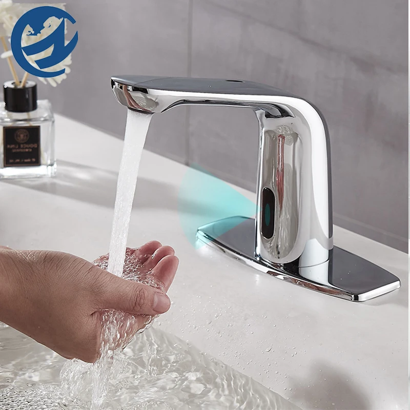 

Хромированный смеситель для раковины с умным датчиком, сенсорный смеситель для раковины, смеситель для раковины, смеситель горячей и холод...