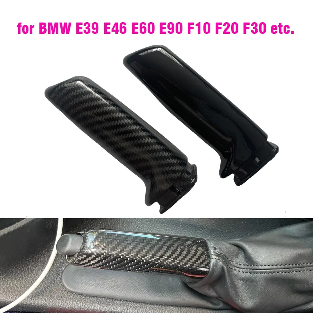 For BMW E39 E46 E90 E92 E36 E60 F10 F30 F31 Accessories Handbrake Cover Real Carbon Fiber Brake Handle Protective Case