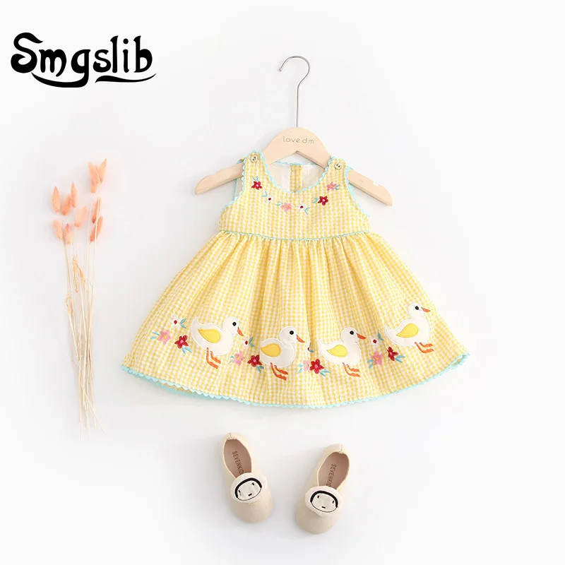 

Smgslib 2021, детская одежда, летнее платье для девочек, малышей, детей, хлопковое милое платье с вышивкой
