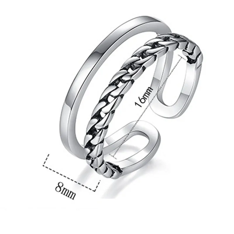 

925 Sterling Silver Ring High Quality Hollow Woman Fashion Jewelry Adjustable Ring Retro Thai Silver Black Hot Sale
