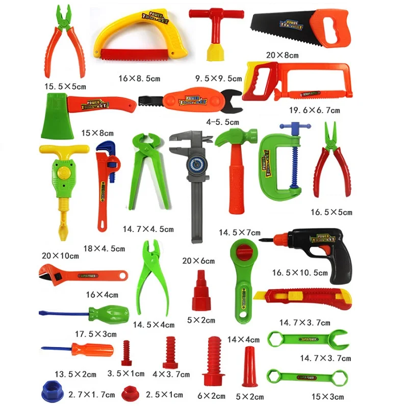 

Fly AC 32 Pcs Simulation Tool Toys Pretend Play for Kids with Nuts and Bolts Safety Accessories Set