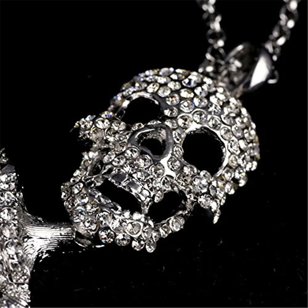 Панк Рок Череп со стразами ожерелье мужское колье Femme Max Colar Masculino Neckless мужские