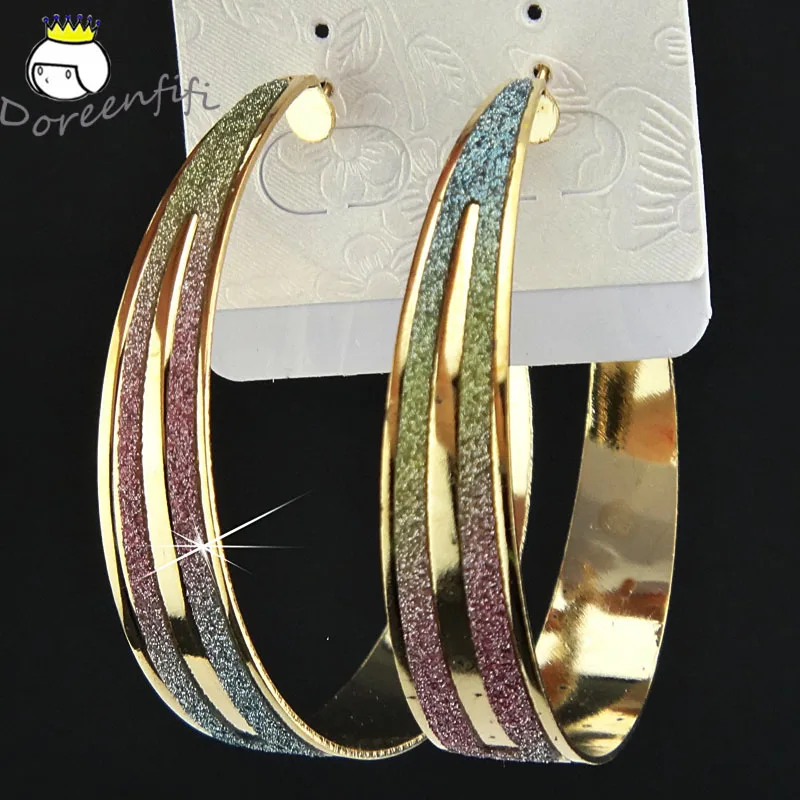 colorful Горячая Распродажа, модные, матовые, серебряные, с радужным принтом, женские большие серьги-кольца, вечерние ювелирные изделия, женские серьги в подарок - Окраска металла: colorful