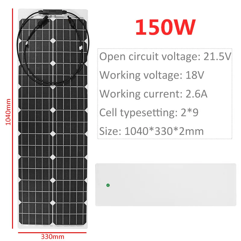300 Вт/150 Вт 18 в полугибкая монокристаллическая солнечная панель DIY Кабель