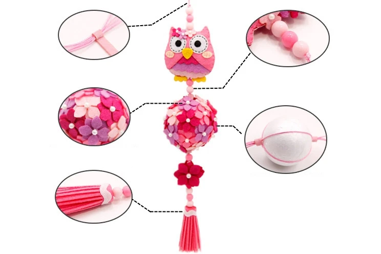 Новинка розовая подвеска в виде совы войлок сделай сам упаковка Бесплатная резка