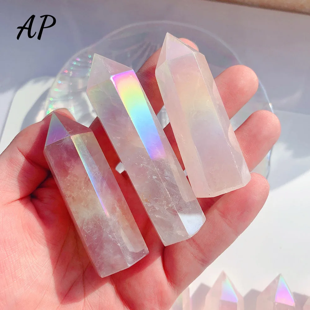 Природный кристалл точечная палочка розовый кварц лечебный драгоценный камень
